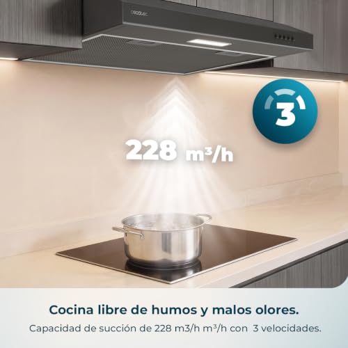 Detalle 2 de Cecotec Bolero Flux CM 602100 Black A, campana extractora de 60 cm con motor BLDC y LED