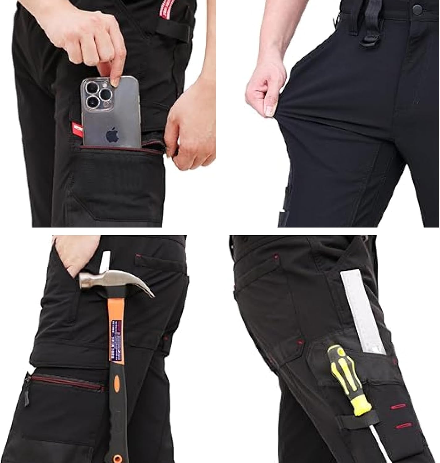 Detalle de WORK IDEA Herren Slim-Fit Stretch Arbeitsshorts – strapazierfähig und elegant im Arbeitsalltag