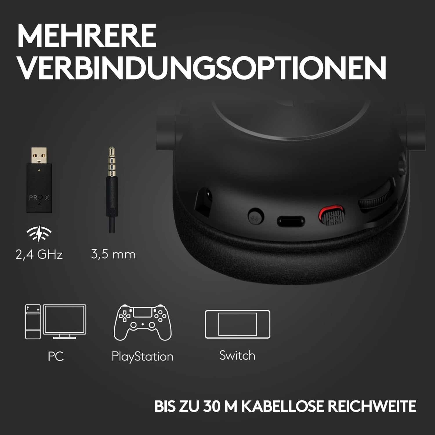 Thumbnail 4 de Logitech G PRO X 2 Lightspeed Wireless Gaming Headset – mit abnehmbarem Boom-Mic, Graphen-Treibern und DTS:X 2.0/7.1