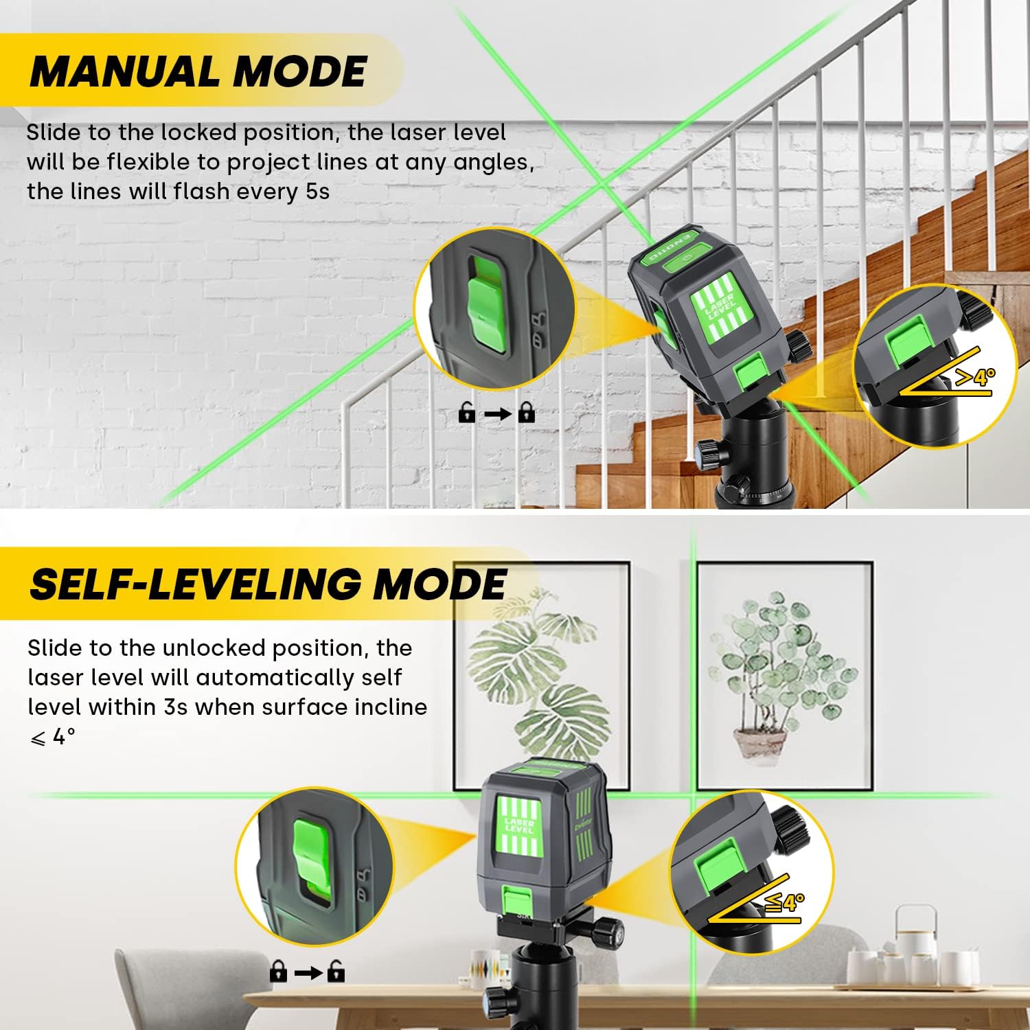 Thumbnail 4 de Enventor Laser Level 25m green cross-line laser