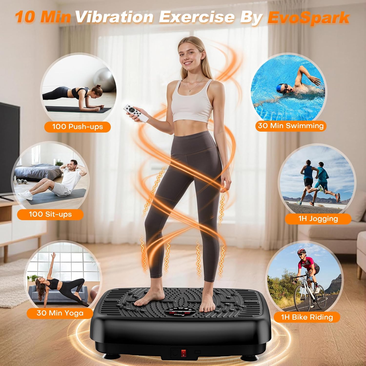 Thumbnail 6 de EvoSpark Vibration Plate Exercise Machine, 120 RPM, 3 Modes, Remote Control