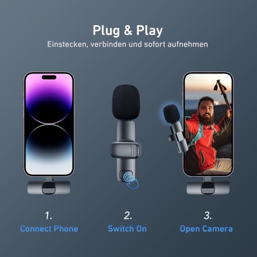 Detalle de YRF Kabelloses Lavalier-Mikrofon für iPhone & Android – Schwarz