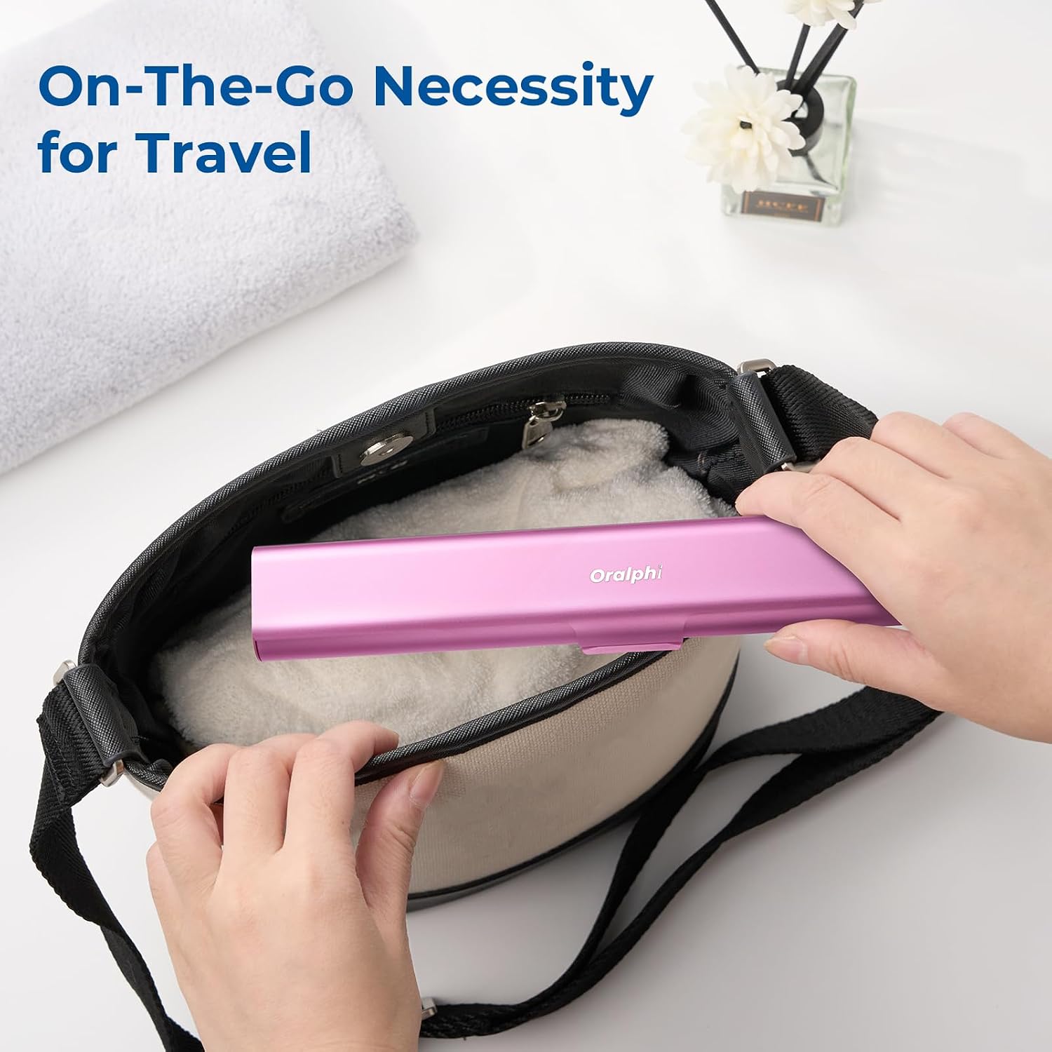 Detalle de Oralphi STO01-PK Aluminum Toothbrush Travel Case, Pink, Snap Closure