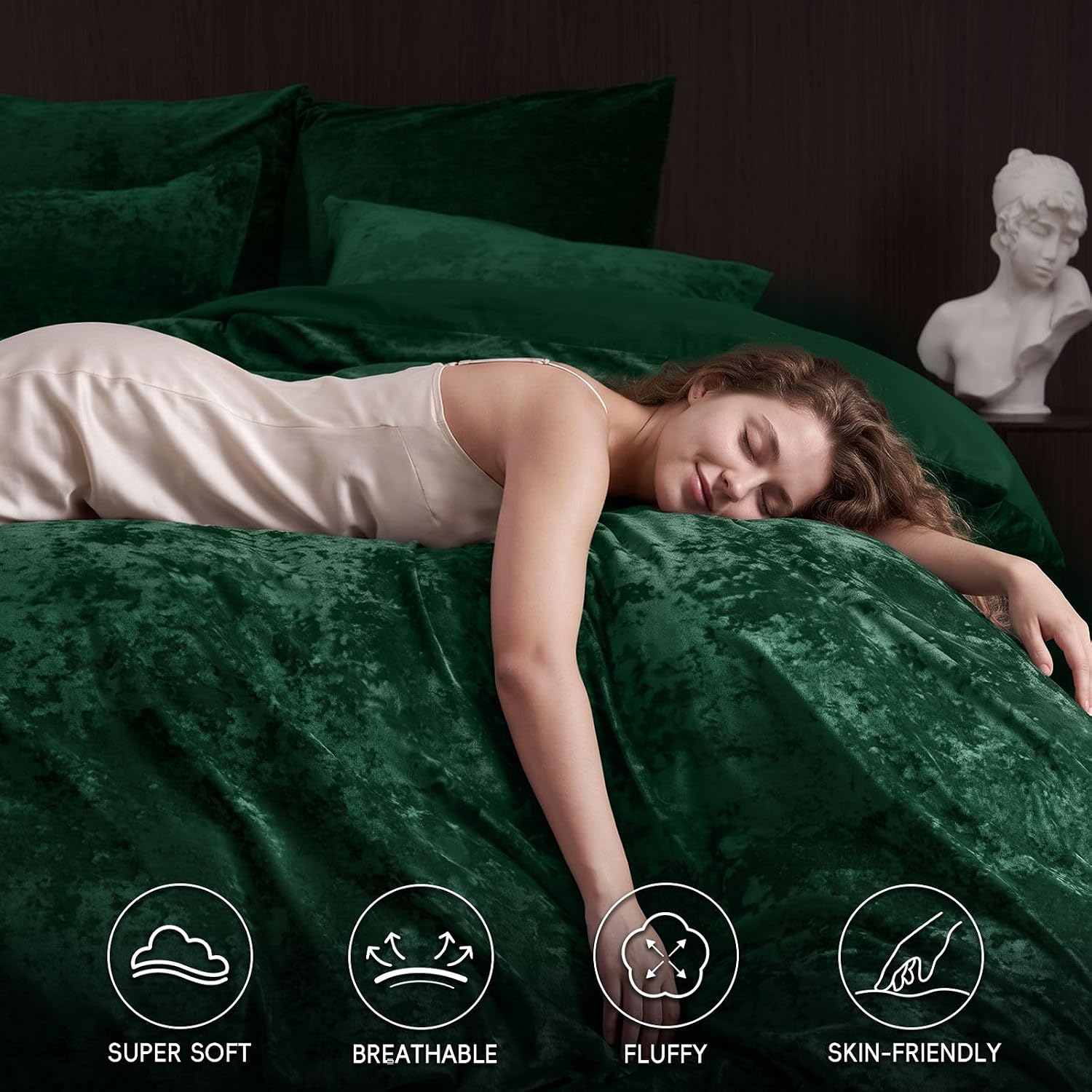 Detalle 2 de PHF Velvet Duvet Cover Set King Size