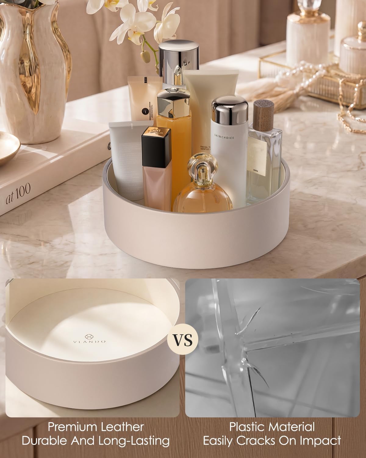 Thumbnail 3 de VLANDO Dressing Table Organiser: 360° Rotating Vanity Storage