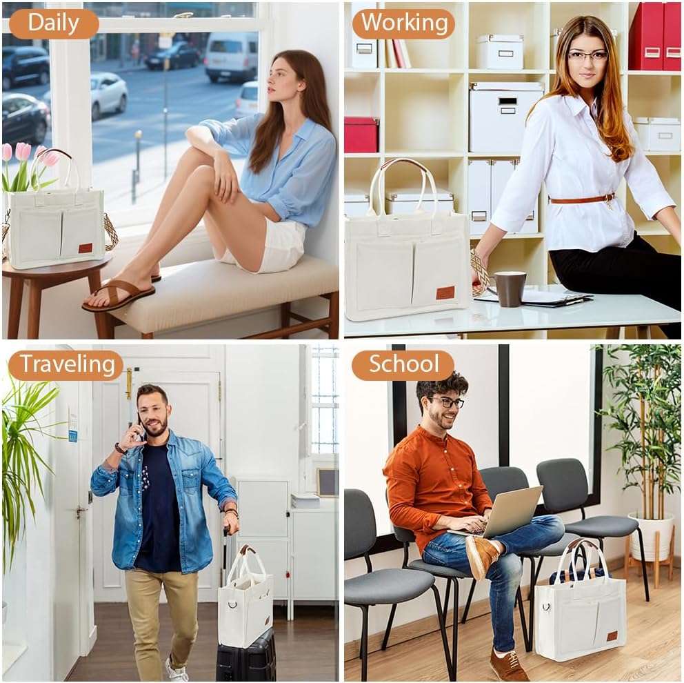 Detalle de Aucuu Sac Fourre-Tout en Toile pour Femme – Grande Capacité avec Sangles Amovibles