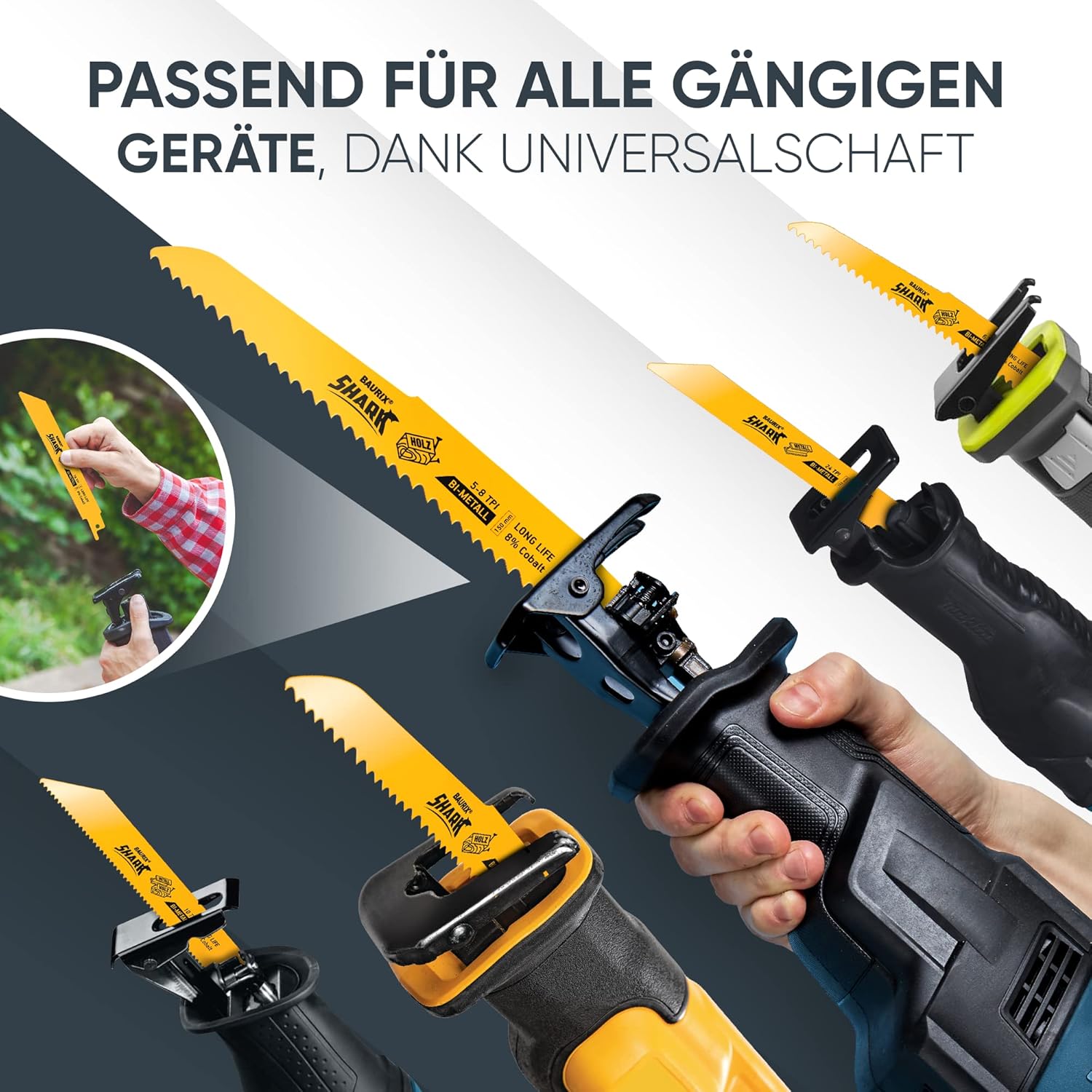 Thumbnail 3 de BAURIX SHARK Lame per Seghetto – 6 pezzi, 150 mm, 5/8"-24 TPI: taglio rapido e preciso per legno, metallo e altro