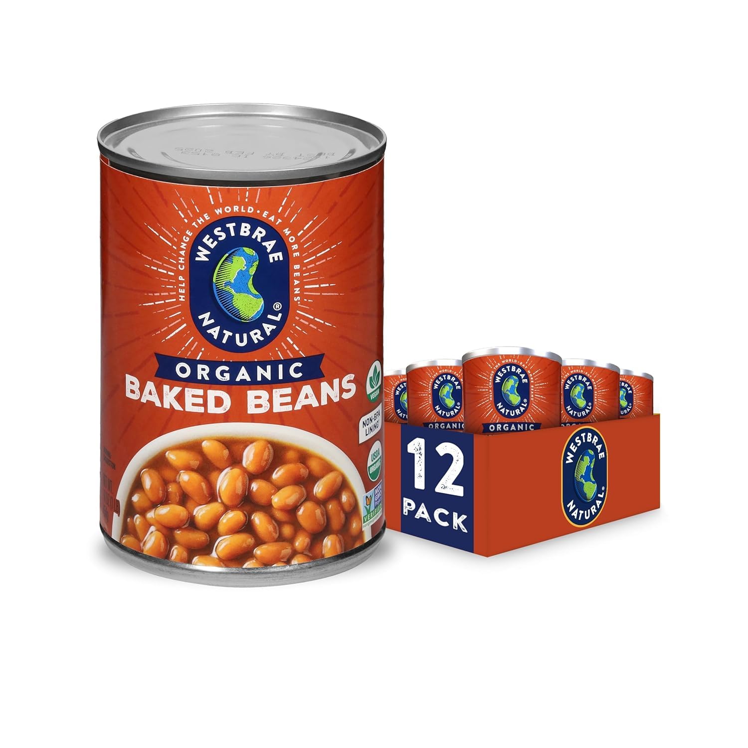 Detalle de Westbrae Natural Organic Baked Beans, Pack of 12, Gluten-Free
