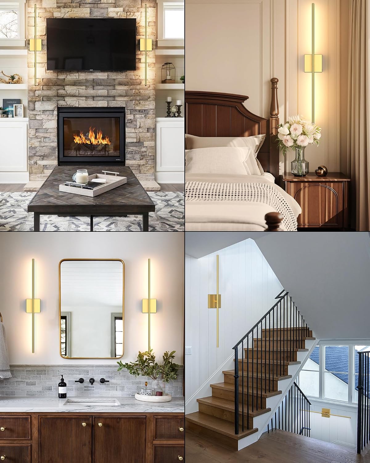 Detalle 2 de iThird New-MDG2P Rechargeable Wall Sconces, Set of 2, Gold, Dimmable