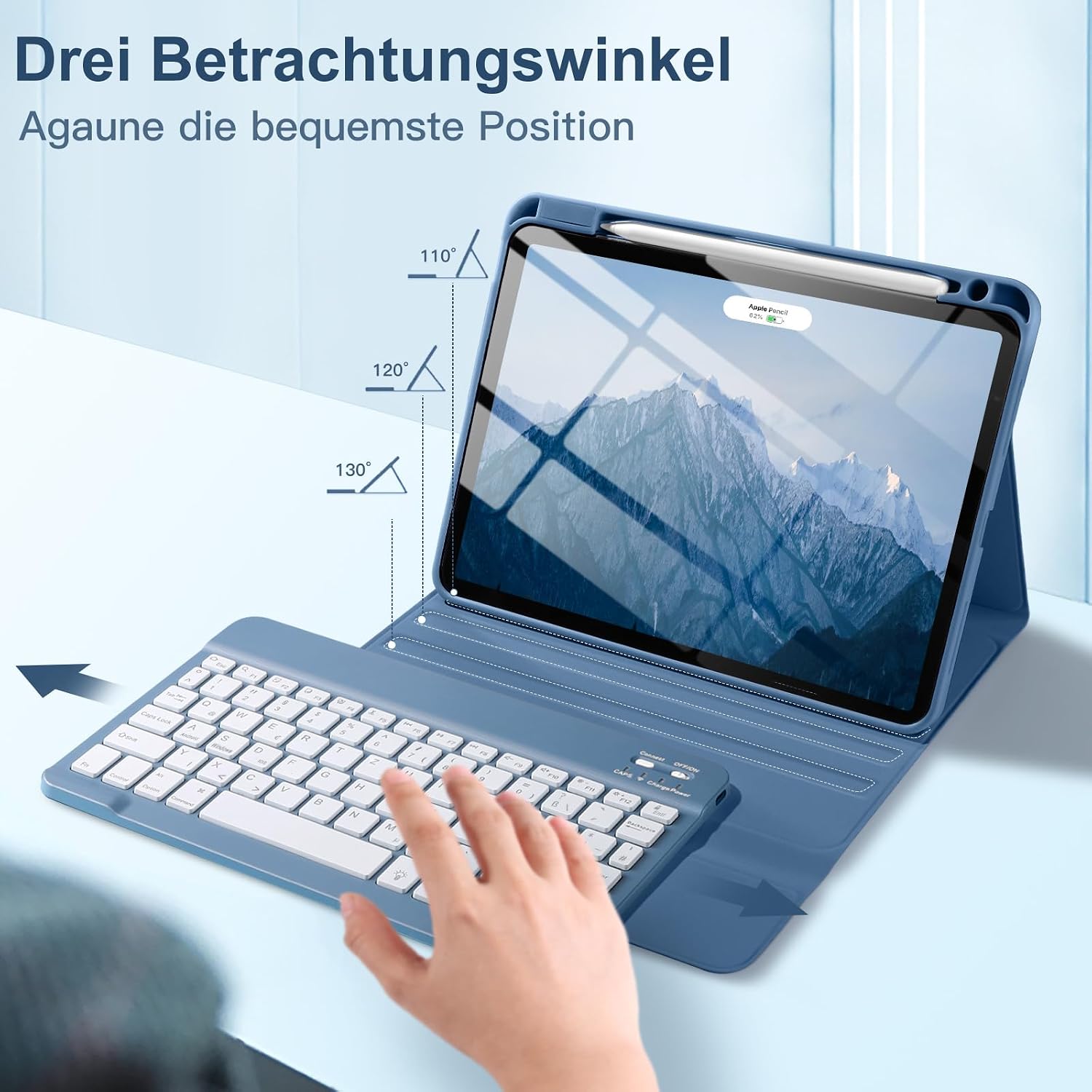 Thumbnail 4 de Vobafe Hülle mit Tastatur iPad Air 11 Zoll Blau