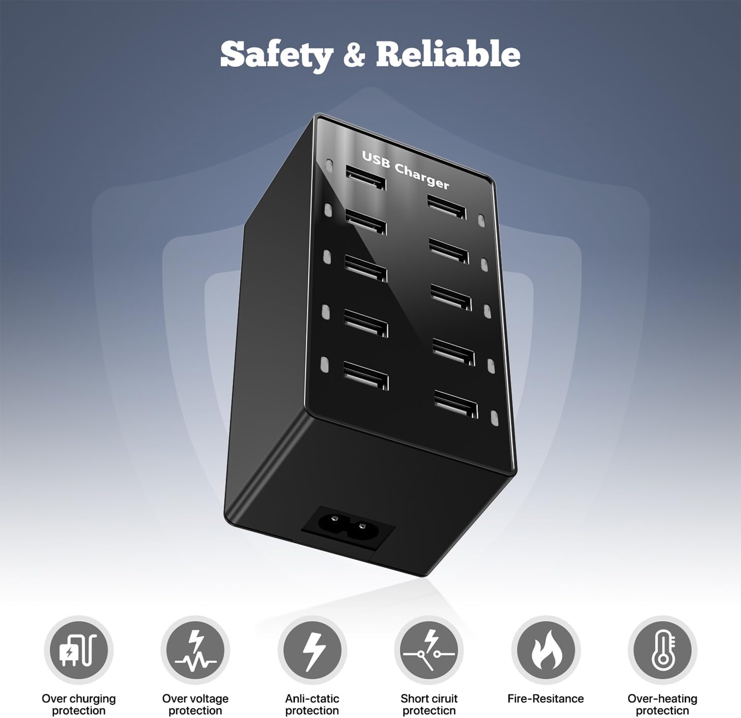 Thumbnail 1 de Chargeur MultiPorts 10 – Station USB de Bureau 50 W pour Smartphones, iPad et plus