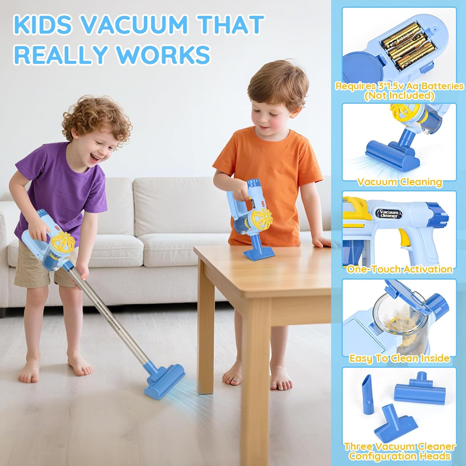 Detalle de Dreamon Aspirapolvere per bambini con aspirazione e funzione audio + set da 11 accessori