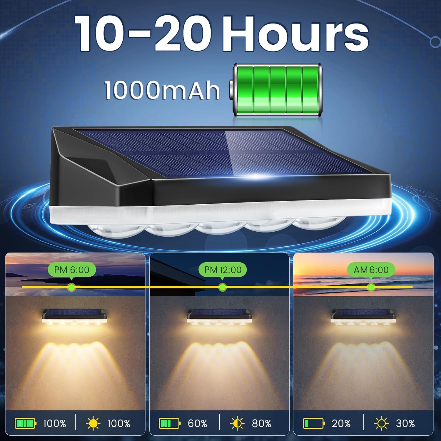 Detalle 2 de Solar Fence Lights Outdoor: 6-Pack with 40 Modes, 5 Lenses, 8 Colours and RGB Options