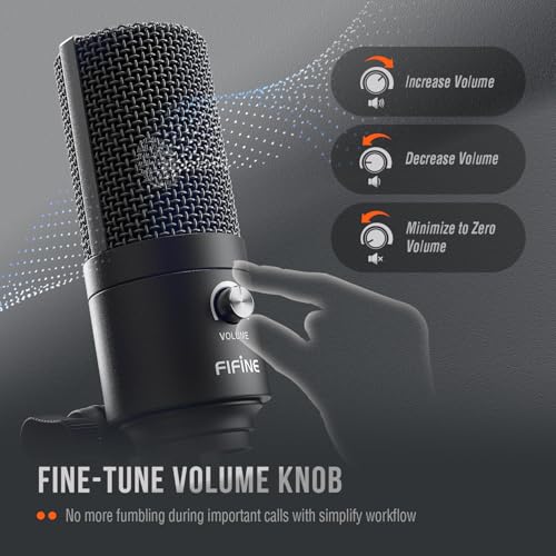 Detalle 2 de FIFINE K669B USB Condenser Microphone for PC – Straightforward USB Mic with Volume Knob
