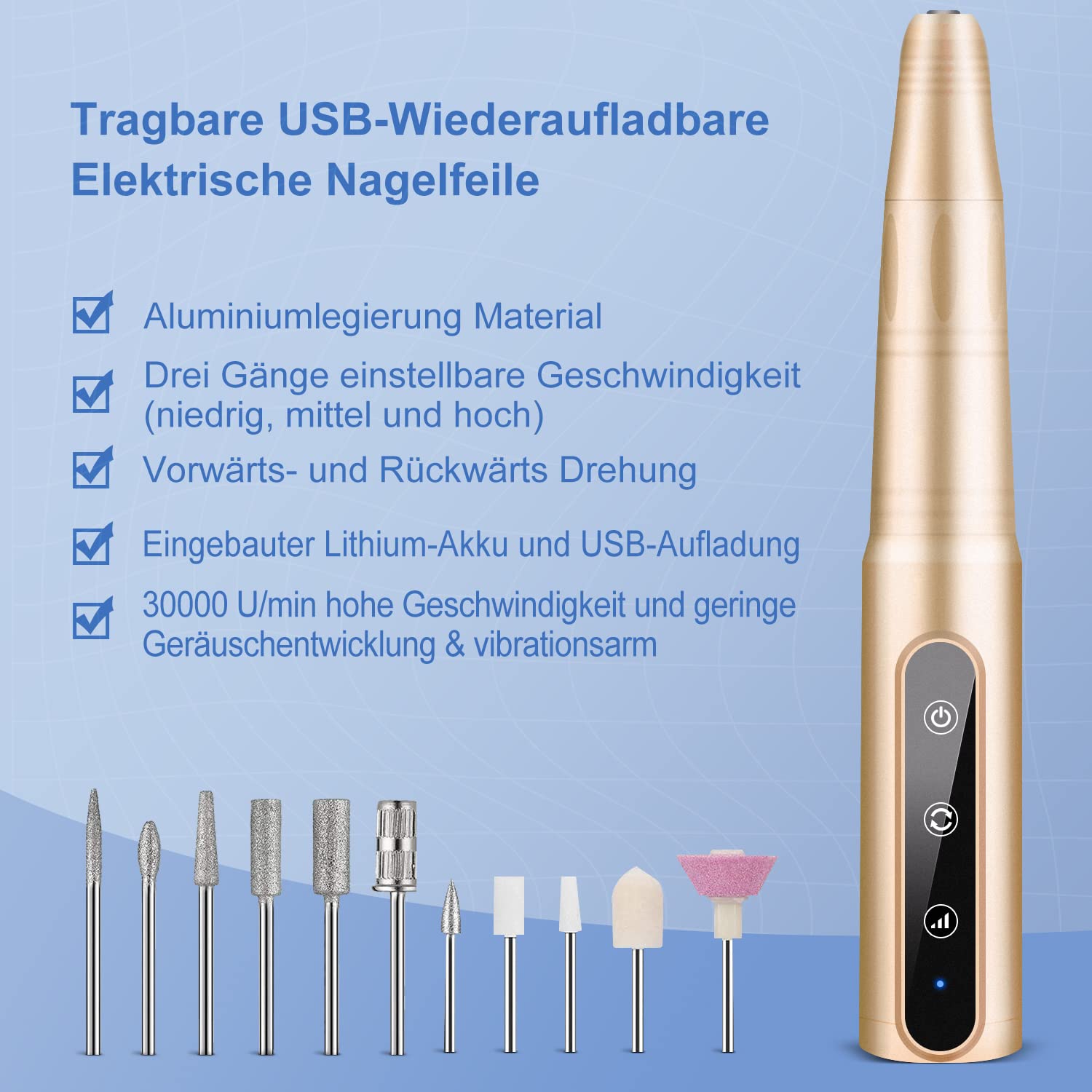Detalle de FOLAI Elektrischer Nagelschneider: Kabellose Vielfalt für Gel-, Acryl- und Hornhautpflege