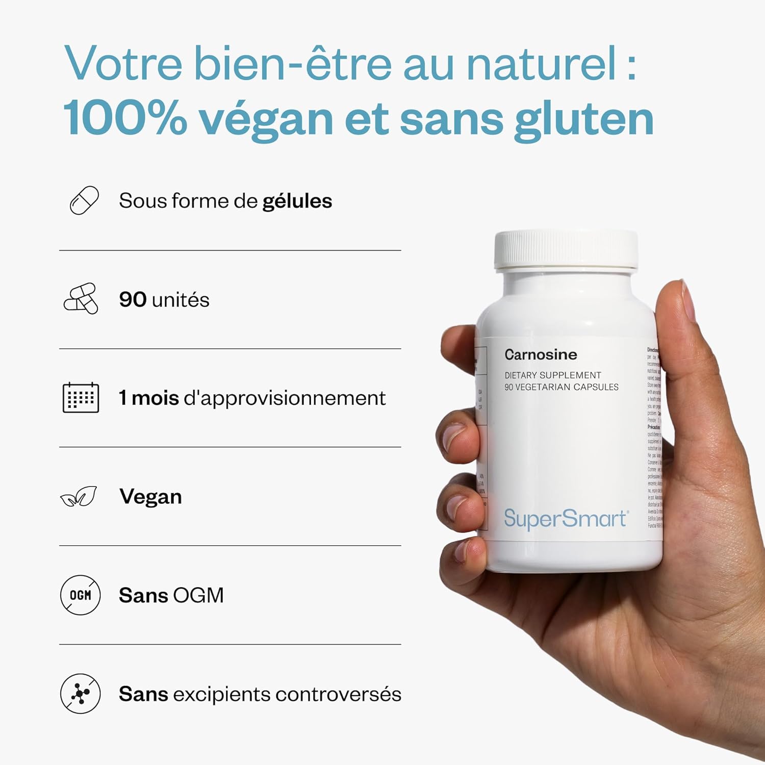 Thumbnail 4 de Carnosine (L-Carnosine) de Supersmart – Vegan, Sans Gluten, Anti-oxydant et Soutien Cognitif