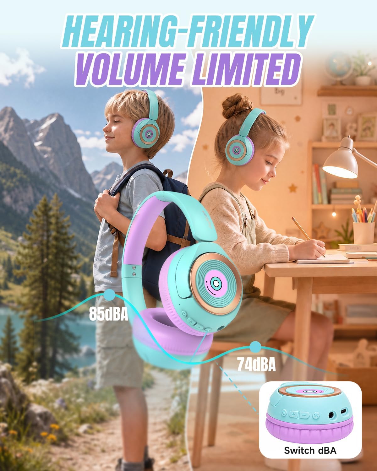 Detalle de JoySpark Kids Bluetooth Headphones 68H