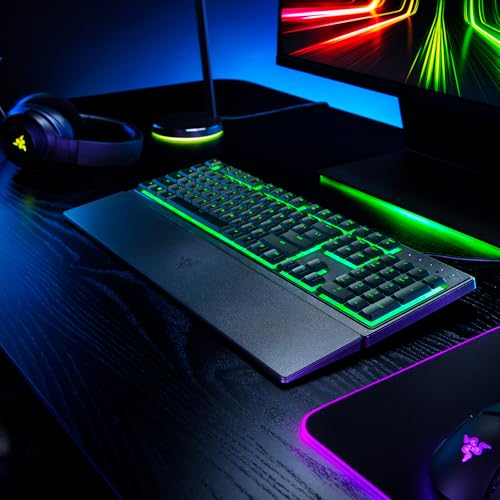 Detalle de Razer Ornata V3 X – Clavier Gamer à Profil Bas, switches à membrane silencieux, repose-poignet ergonomique (AZERTY, Noir)