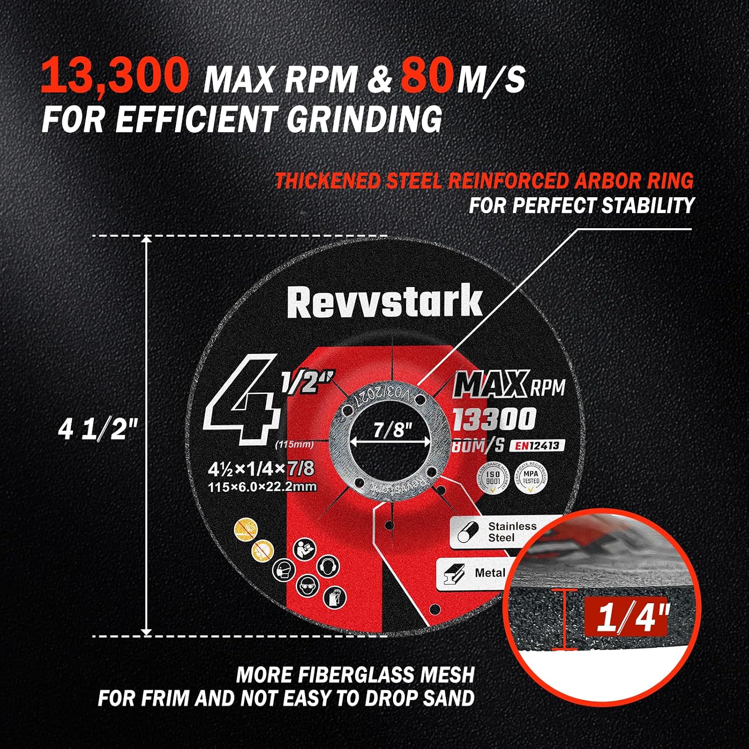 Thumbnail 1 de Revvstark 25-Pack 4.5-Inch Aluminum Oxide Grinding Wheels, Type 27
