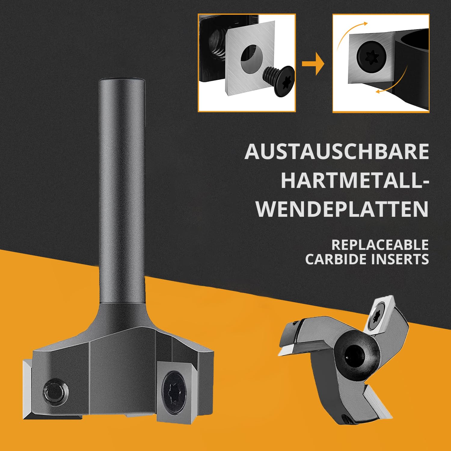 Detalle de SpeTool planfräs med 8 mm skaft, 35 mm skärdiameter och hårdmetallskär