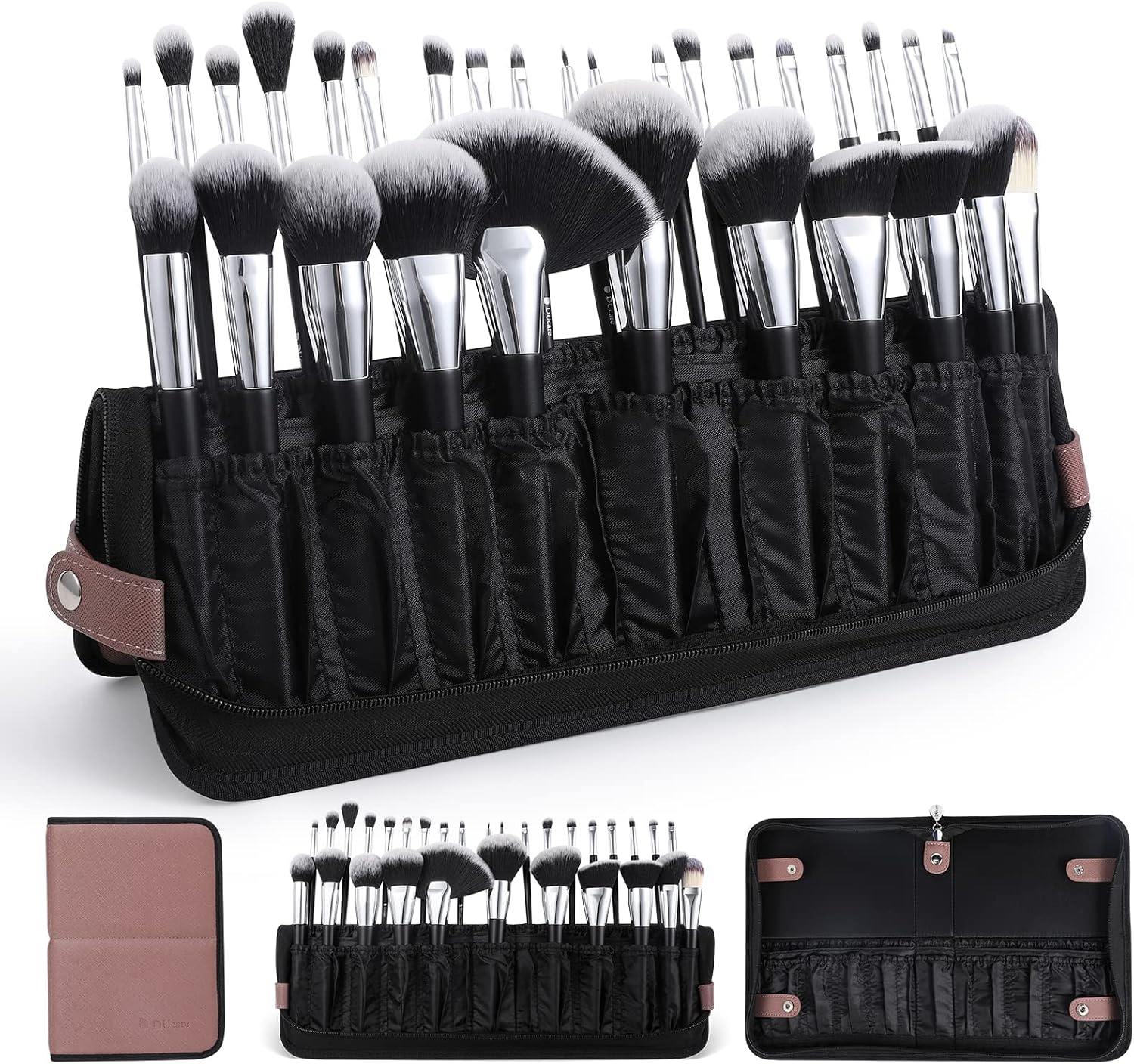 Thumbnail 3 de DUcare Makeup Brushes Organiser Bag (Portable Cosmetic Case) – Brown, 1 piece