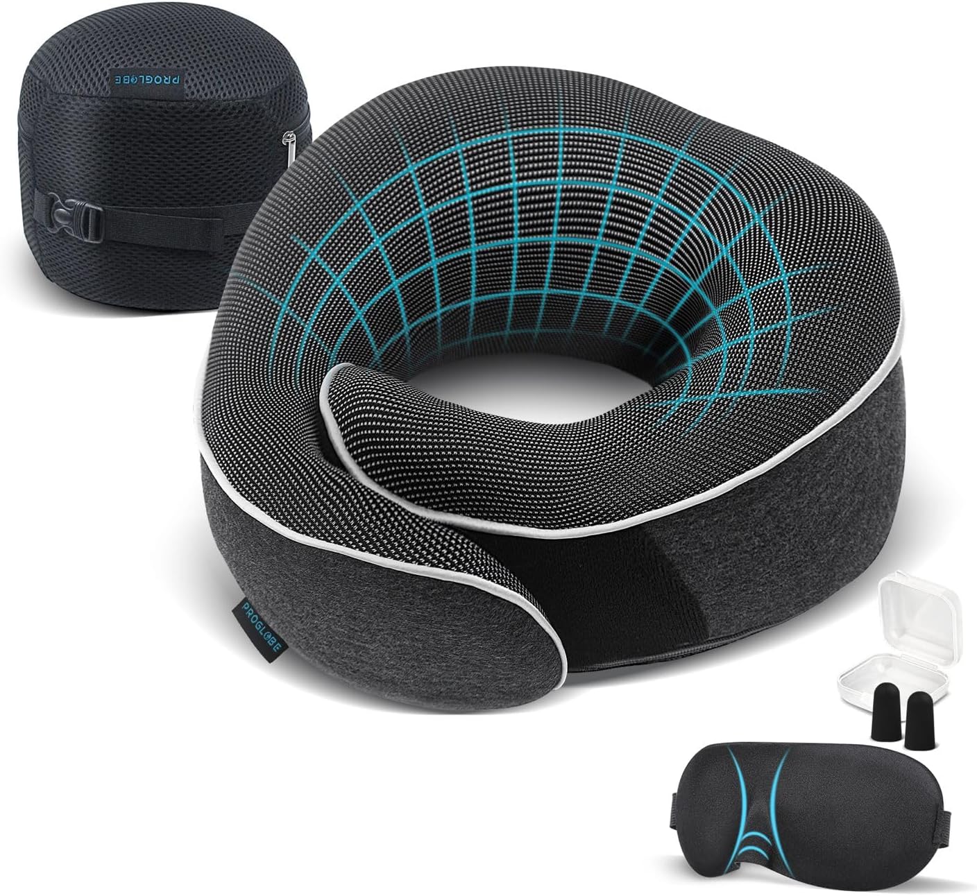 Detalle de Proglobe Travel Pillow memory foam neck pillow set