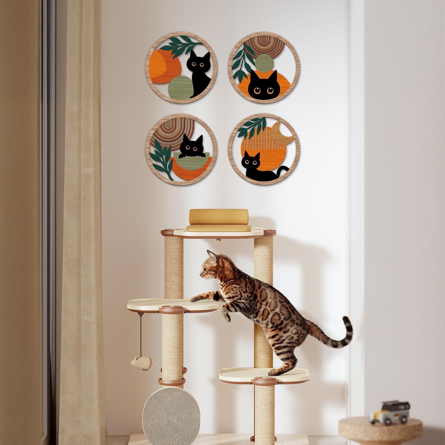 Detalle 1 de TOARTi cat wall art 4 pack, 11x11inch