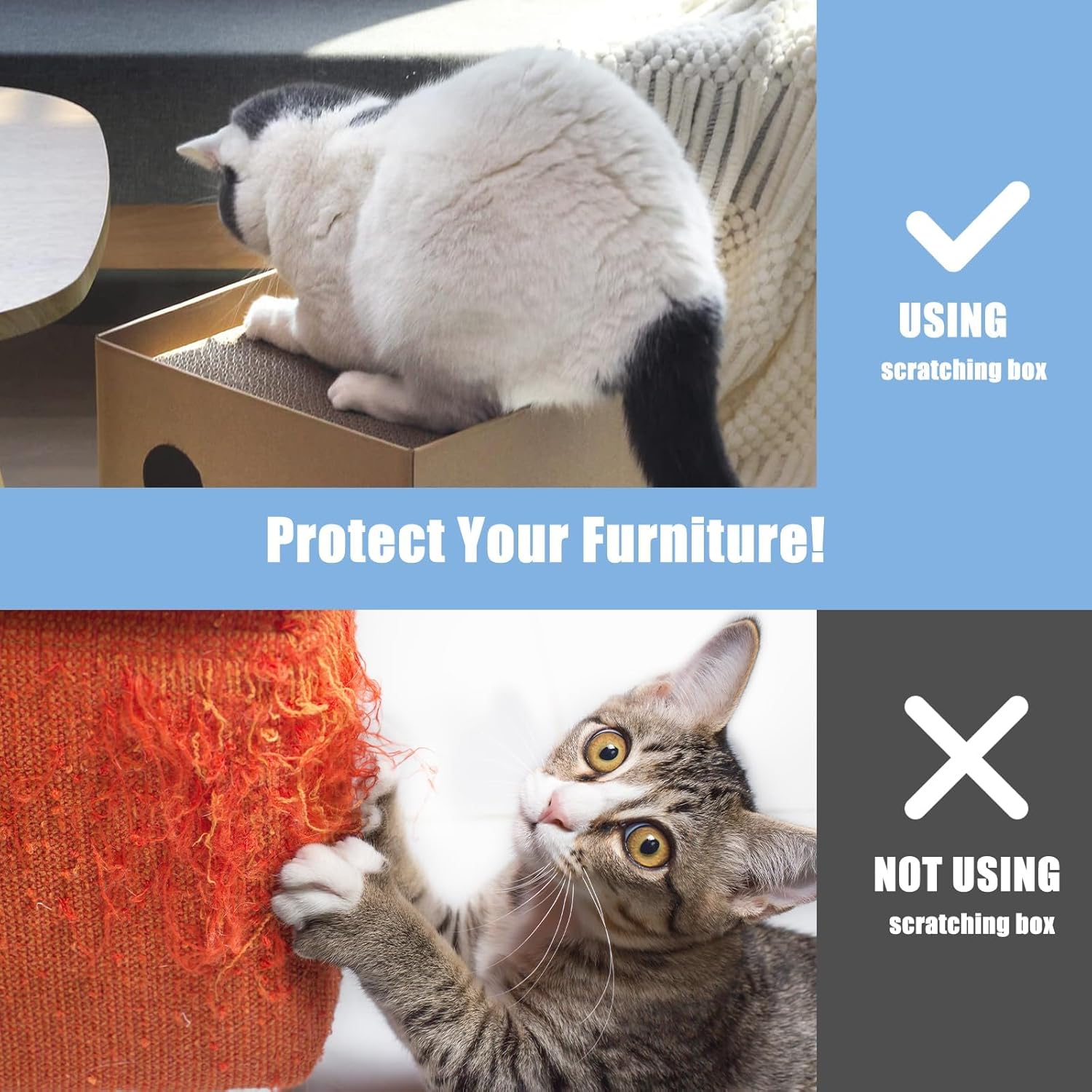 Thumbnail 4 de Cat Cardboard Scratcher: House with Scratch Pads for Indoor Cats and Small Pets