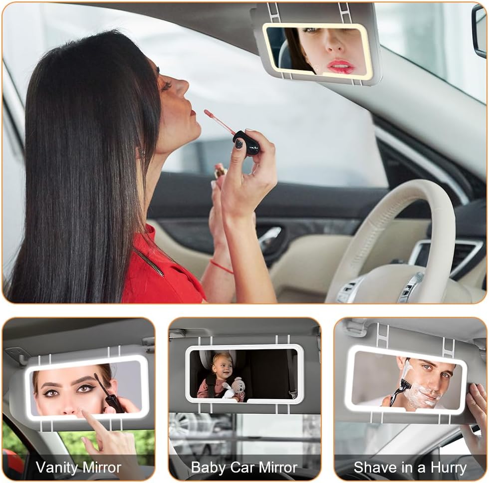 Thumbnail 5 de Adiwo Specchio cosmetico a LED ricaricabile per auto con touch screen e 3 modalità luce