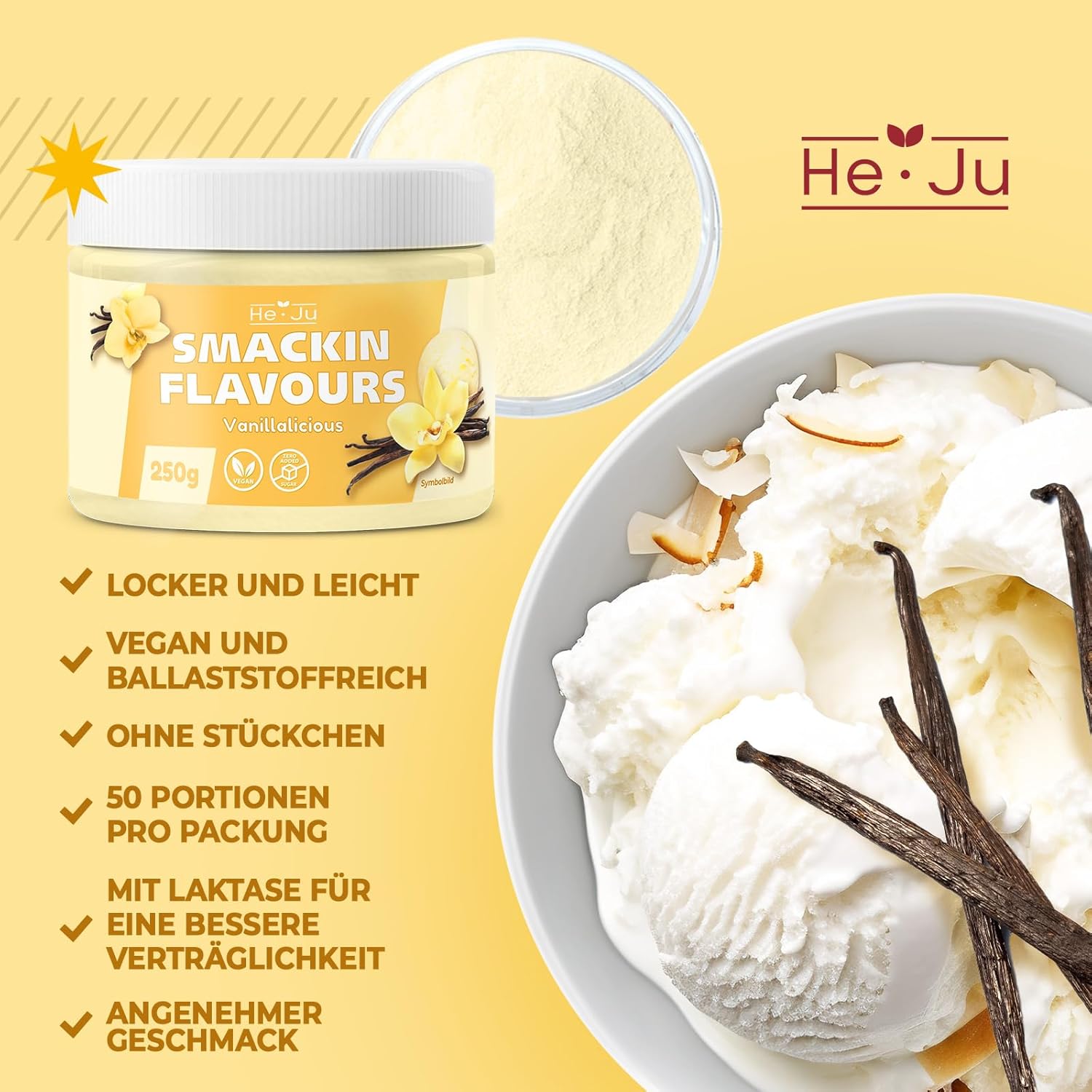 Thumbnail 5 de He-Ju Flavour Pulver Vanille 250g 🍨