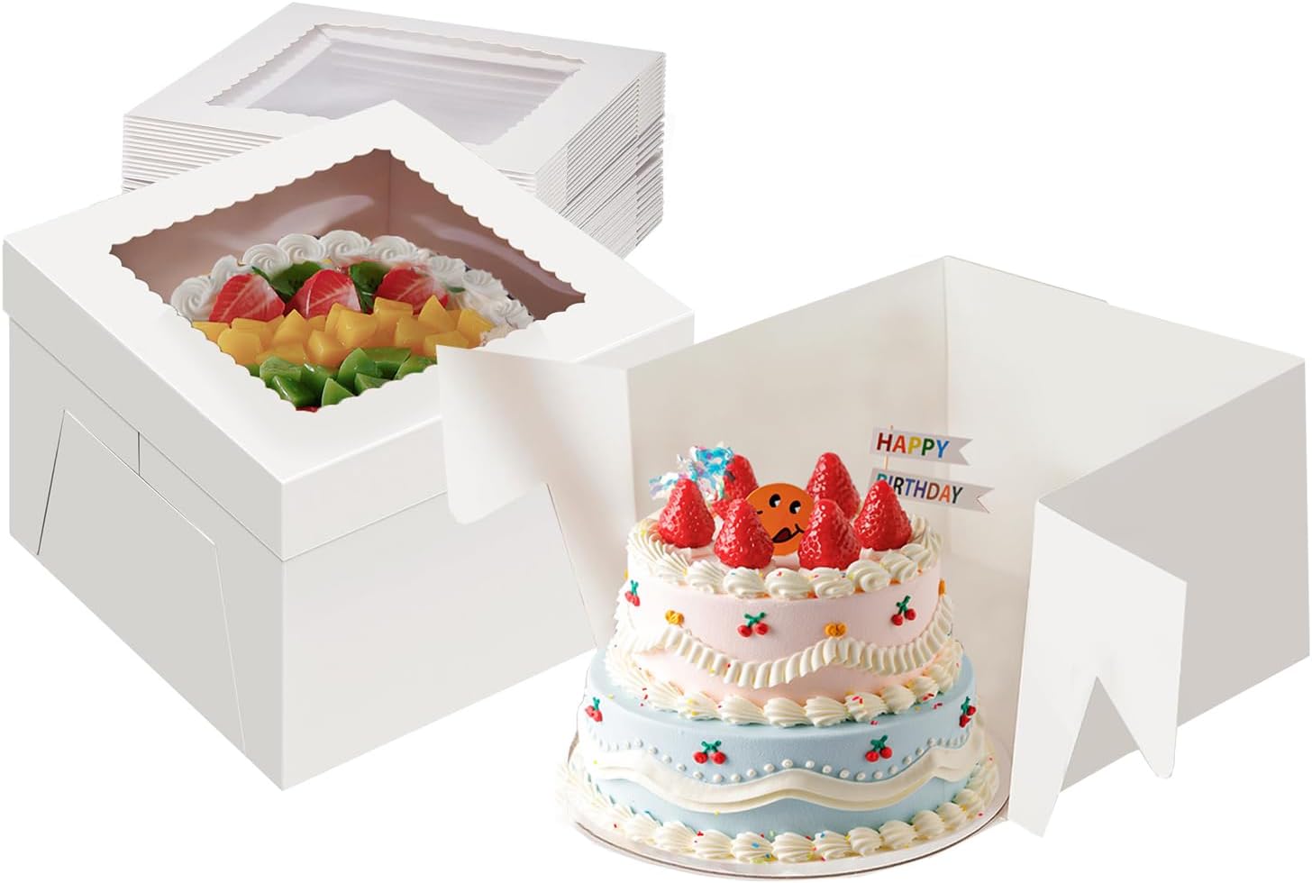 Detalle de Packpal 10-Pack 10x10x10 Cake Boxes with Clear Window, White Paper