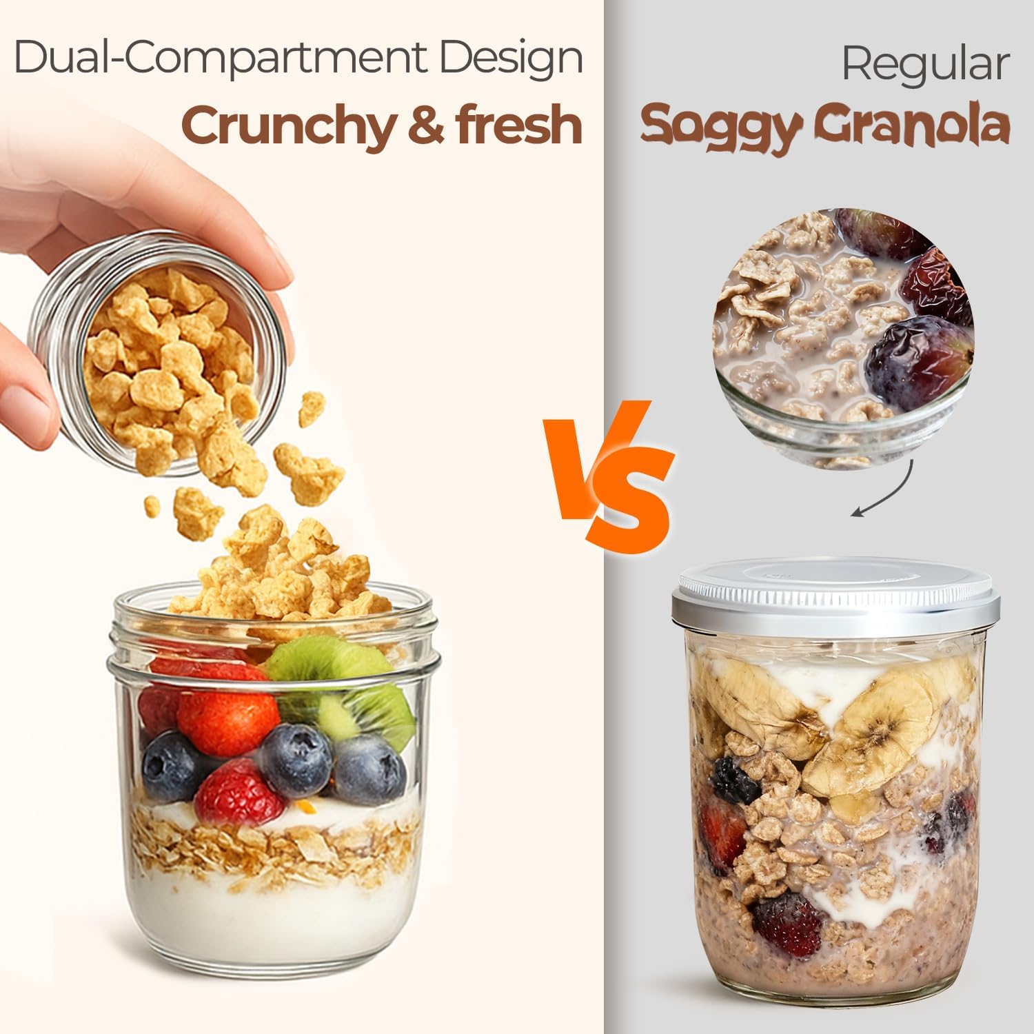 Detalle 2 de ComSaf Overnight Oats Containers 8oz+4oz 🥣