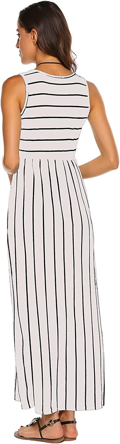 Detalle 2 de BDTECAOR Maxikleid Damen Sommer Boho – Strandkleid mit elastischer Taille und Taschen