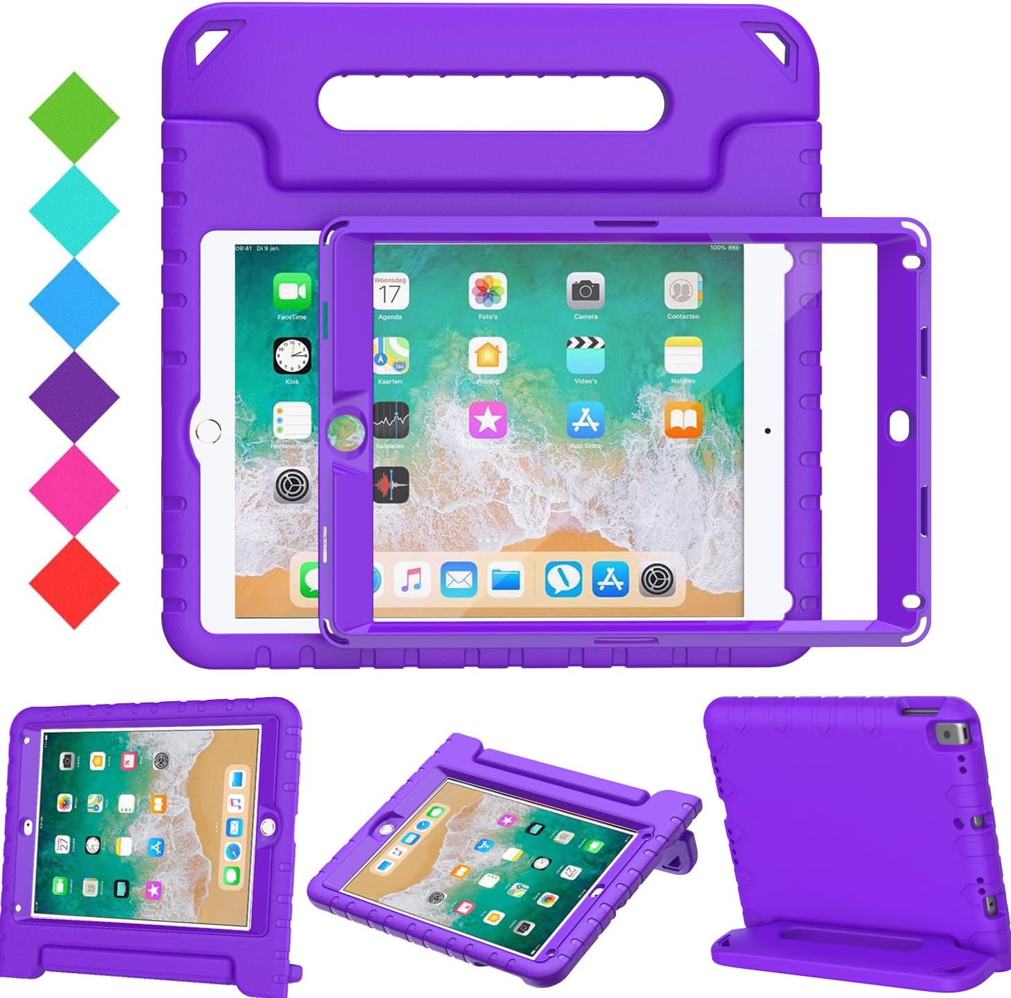 Detalle de Surom Kids Case with Screen Protector for iPad 9.7-inch (2017/2018, iPad Air 2) in Purple