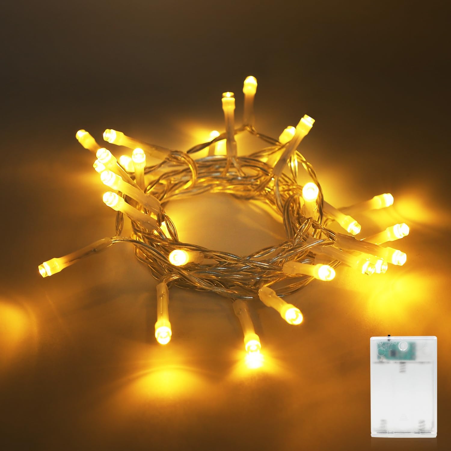 Detalle de A.bigwhale LED-Lichterkette Batterie (30 LED) warmweiß mit 6h-Timer für Innen