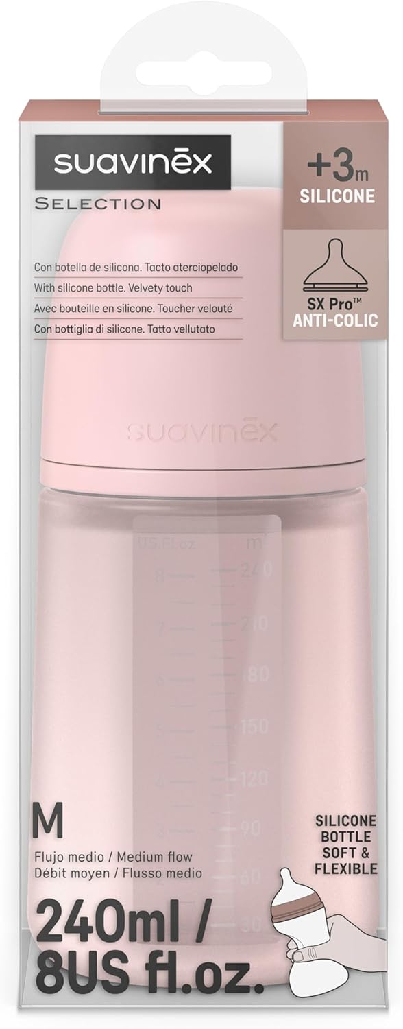 Thumbnail 4 de Suavinex Biberon en silicone avec tétine SX Pro – Débit moyen, Rosewater, 240 ml