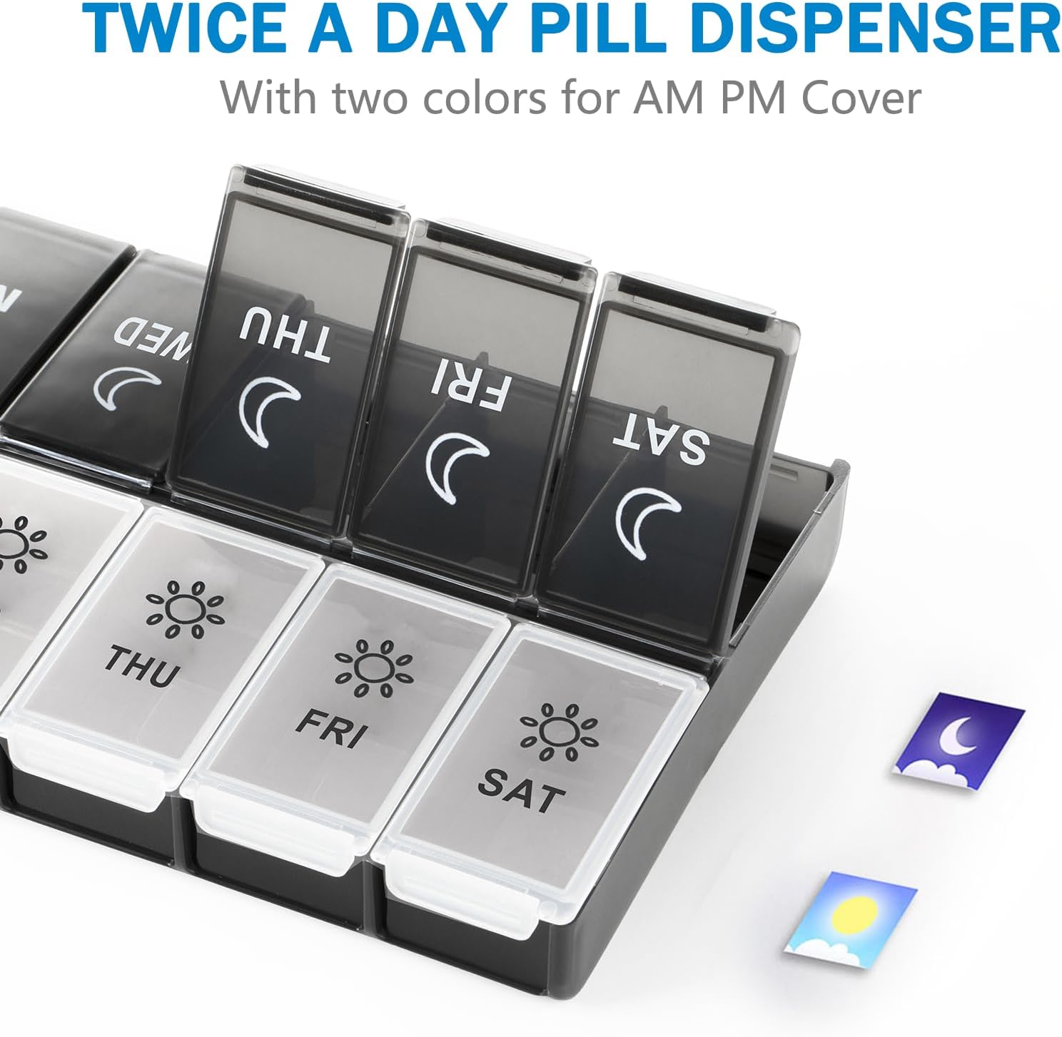 Thumbnail 4 de Mossime Weekly Pill Box 7-Day: Large 14-Compartment AM/PM Pill Organiser