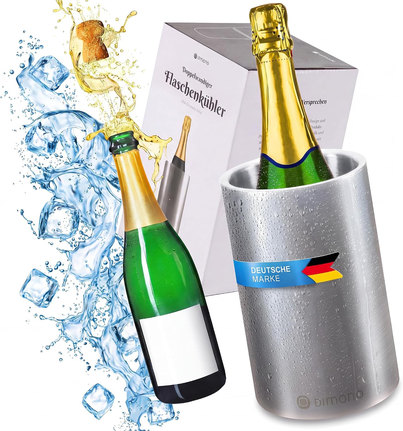 Detalle de Dimono® dubbelwandige flessenkoeler, geborsteld roestvrij staal, 1,5 liter