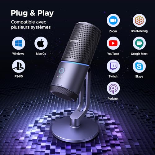 Detalle 2 de UGREEN Micro Gaming Microphone USB à Condensateur 96KHz/24bit — clair, rapide et avec ambiance RGB