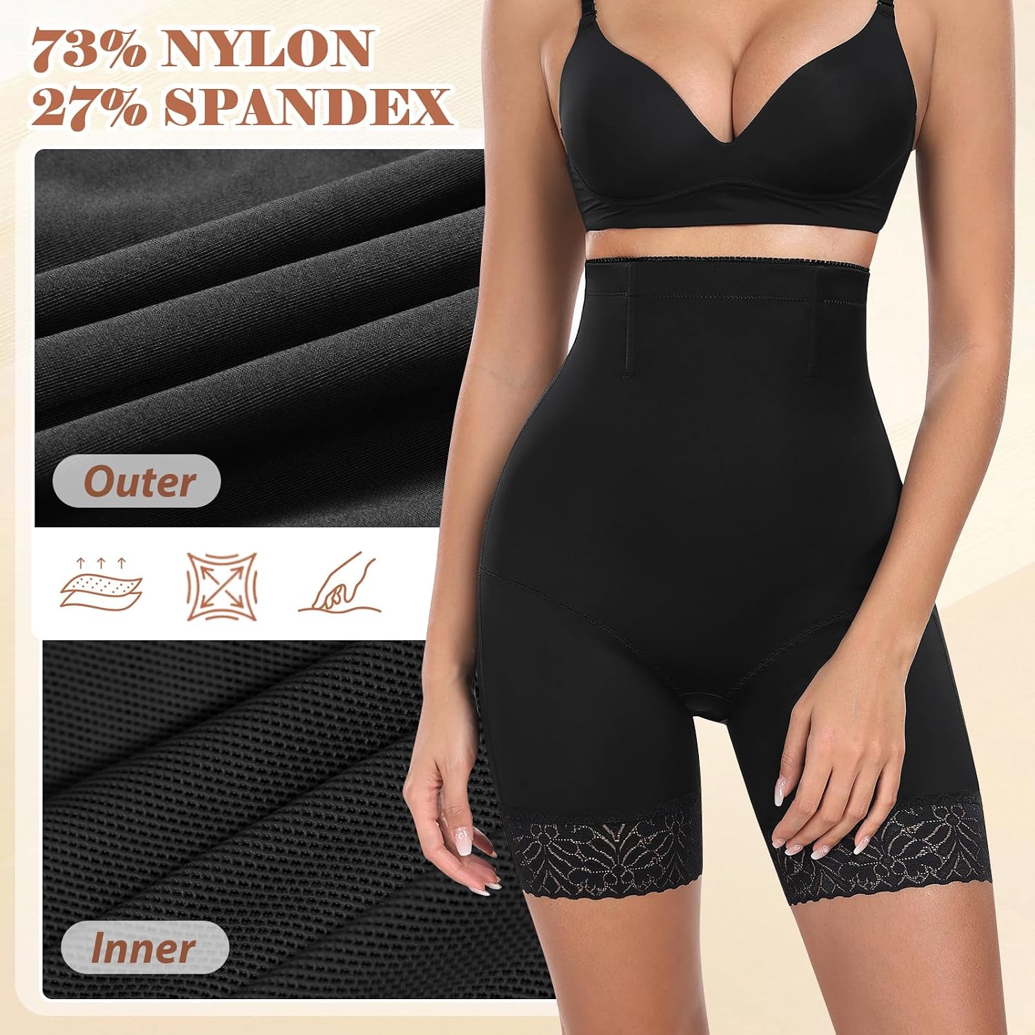 Detalle 2 de Xnova Shapewear guaina contenitiva donna con vita alta e pantaloncini antisfregamento