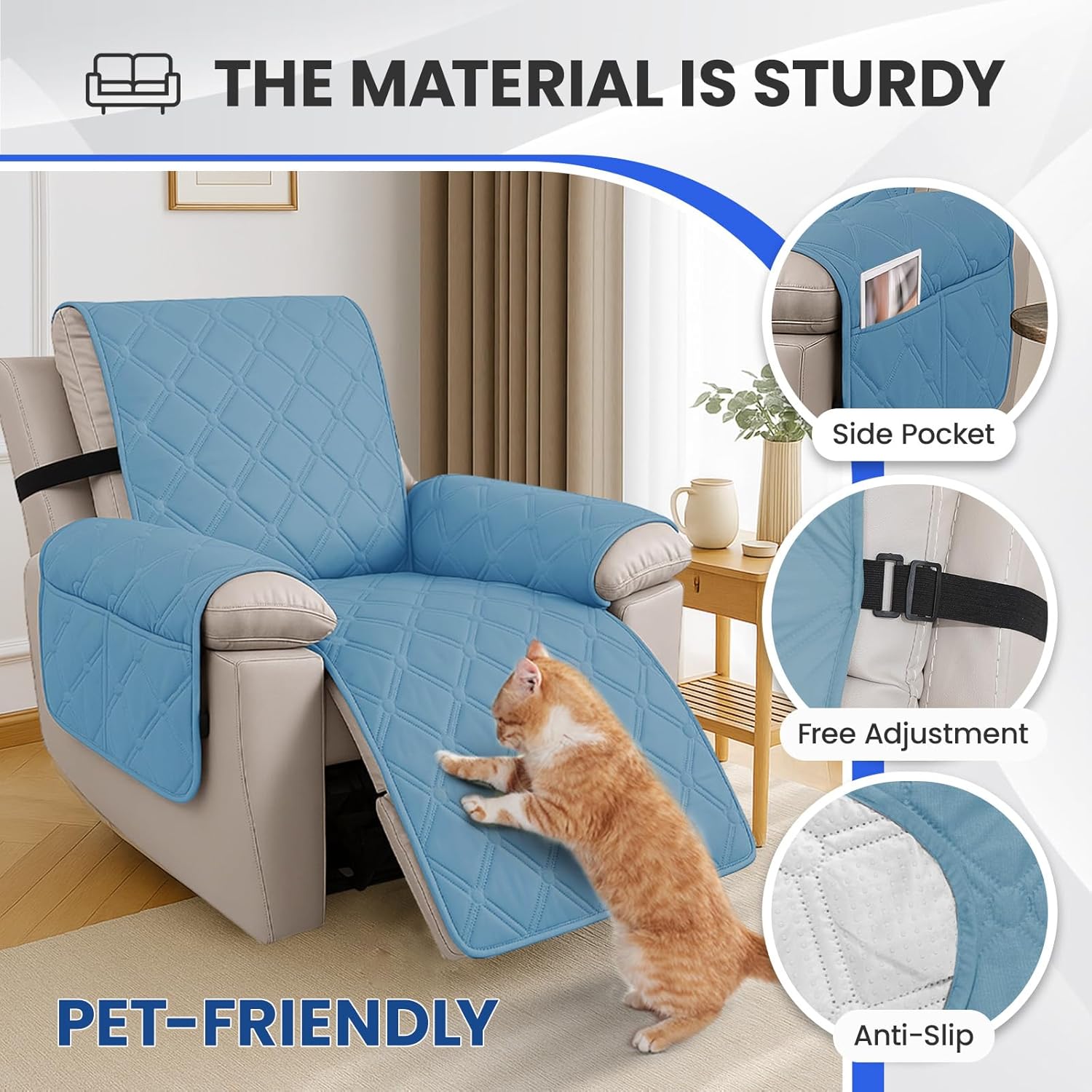 Thumbnail 4 de Ystyle housse 100% étanche pour fauteuil relax inclinable électrique 1 place, bleu aqua