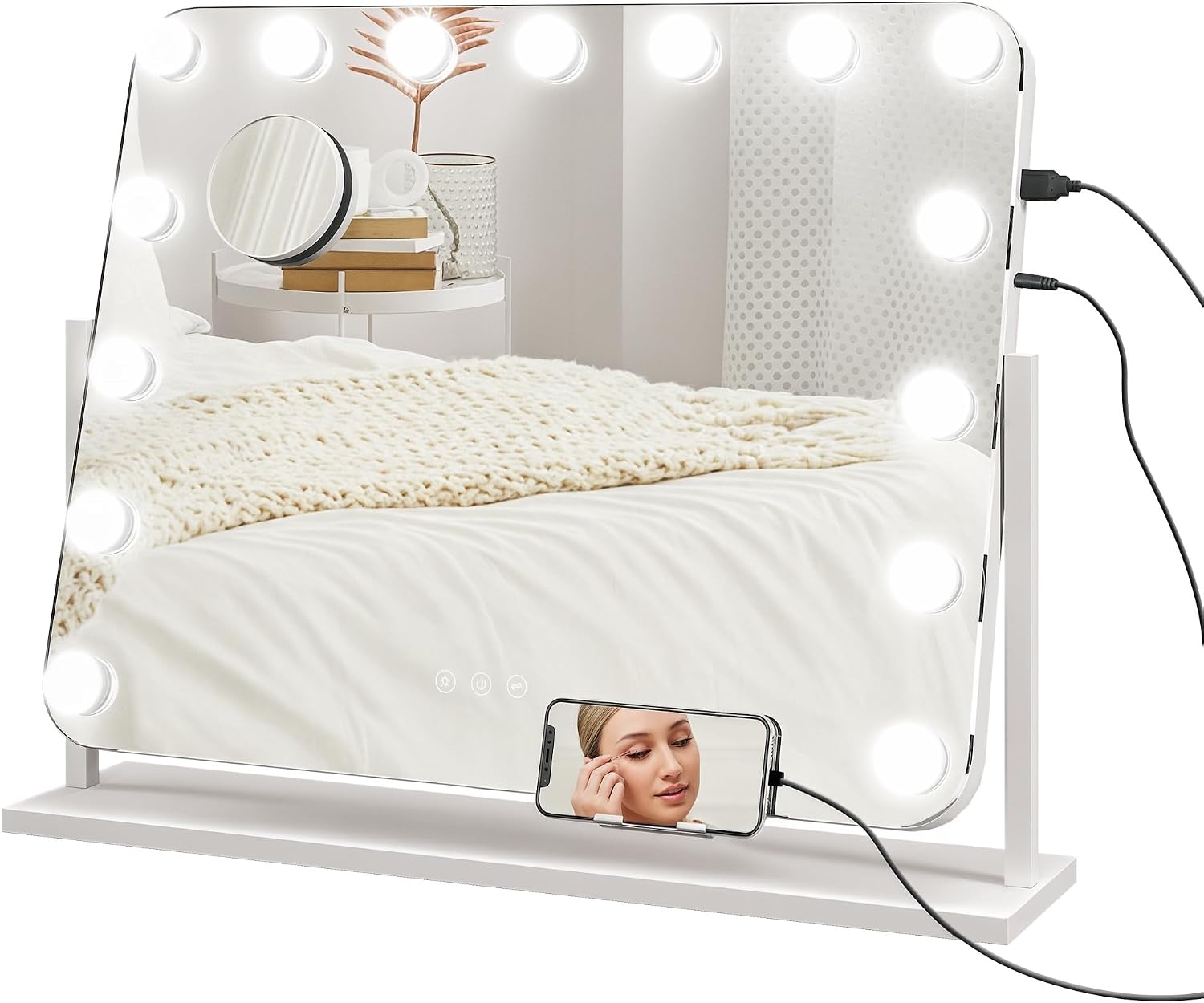 Detalle de HOMCOM Miroir Maquillage Hollywood 63 x 50 cm
