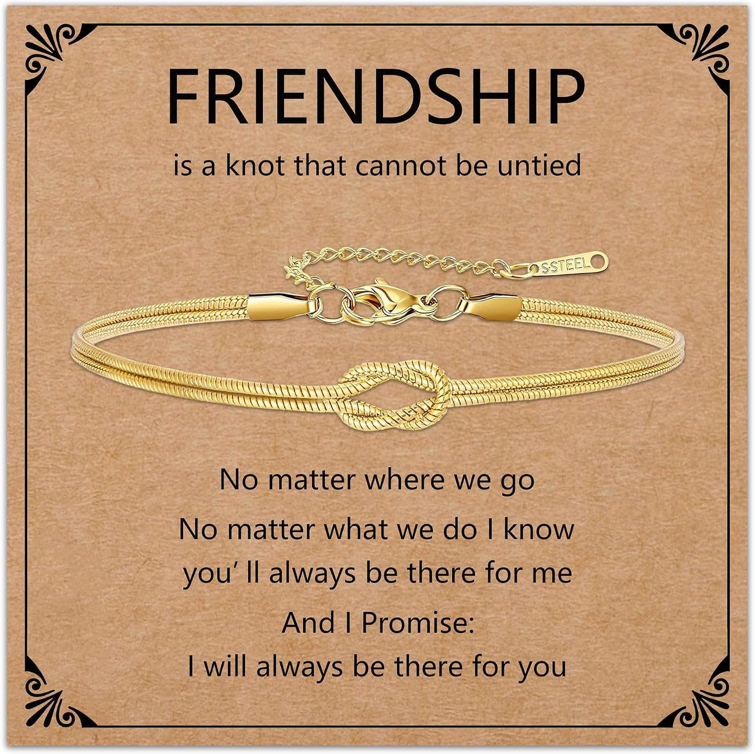 Detalle de HEYEJET Liebesknoten Armband aus Edelstahl (Silber/Gold) – Geschenkidee für Paare, Familie & Freunde