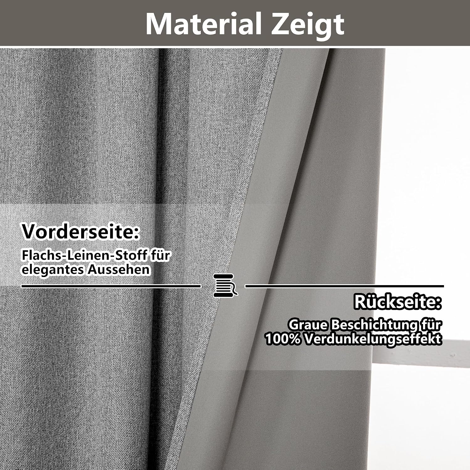 Detalle de MYSKY HOME Verdunkelungsvorhang 200 cm Leinenoptik