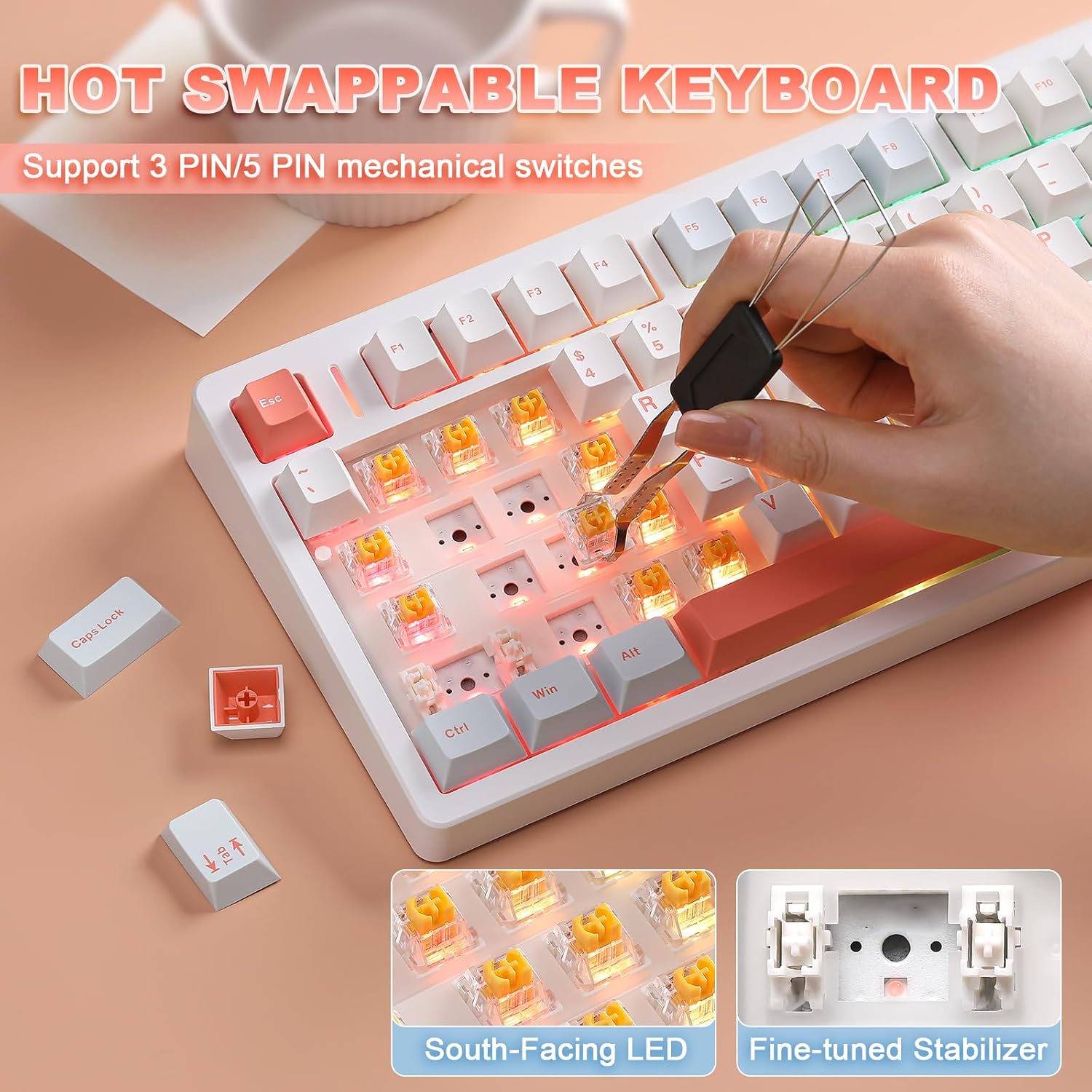 Thumbnail 6 de MIKIBY N75 V2 Mechanical Keyboard — 75% Layout with Knob, Tri-Mode Wireless & Gasket Design