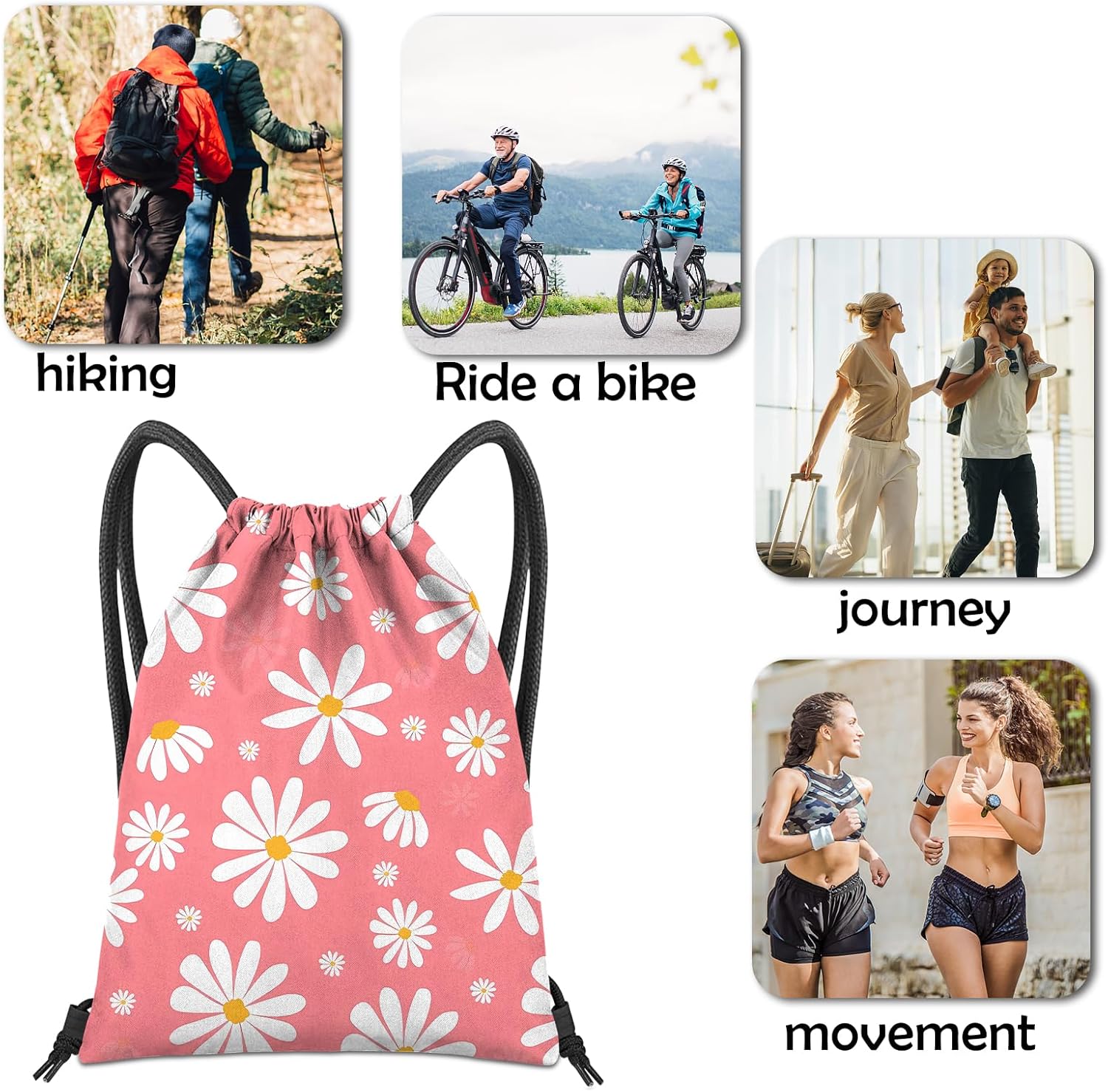 Thumbnail 6 de BHAHB Drawstring Backpack: Waterproof 13x17in String Bag for Beach, Swim and Travel