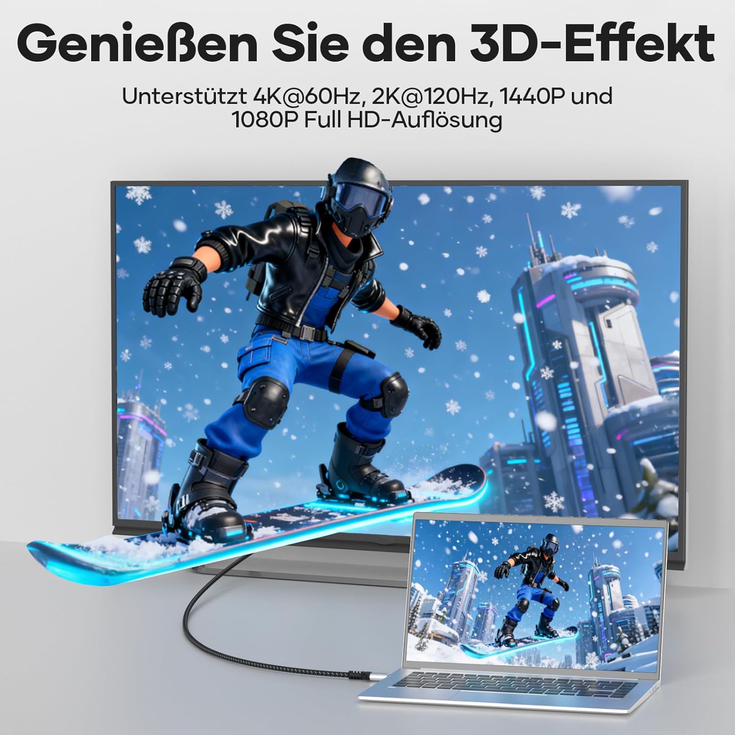 Thumbnail 1 de Mini HDMI auf HDMI Kabel (3 m) für 4K@60Hz: bidirektional, kompatibel mit Kamera, Raspberry Pi Zero & Projektor