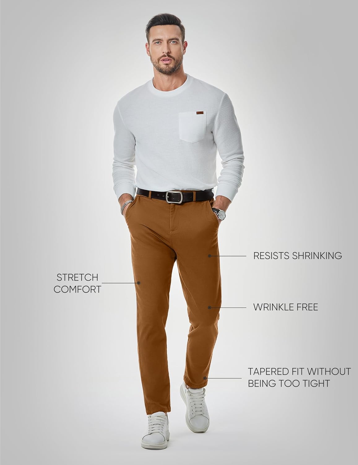 Thumbnail 6 de JMIERR Men's Chino Pants: Casual Elastic Waist, Tapered Fit for Everyday Comfort