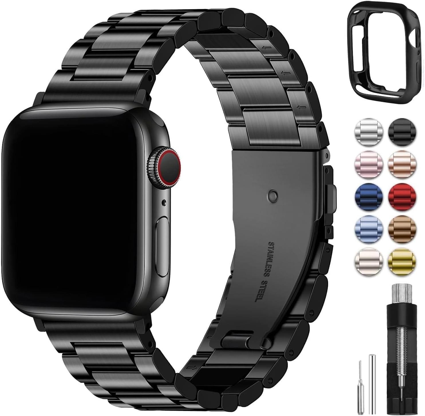 Detalle de Fullmosa Metallarmband Apple Watch Schwarz