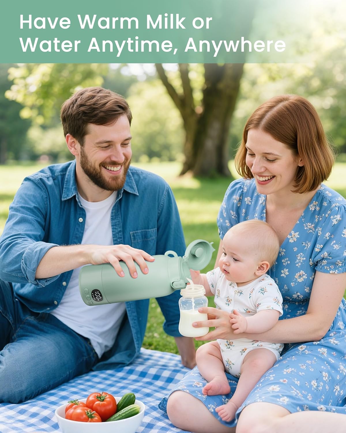 Thumbnail 1 de Portable Baby Bottle Warmer with Dual Heating Modes – 500ml Capacity, Fast 120W Heating, Long-Lasting Battery (Light Green)